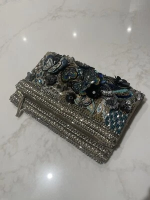 Accessorize Embellished Butterfly Fly Clutch Bag Material Flower Diamantés Beads - Image 1 of 4