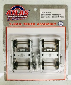 Atlas 1 Pair O Scale 2 Rail Streamlined Passenger Car Trucks #7070 Factory New - Picture 1 of 3