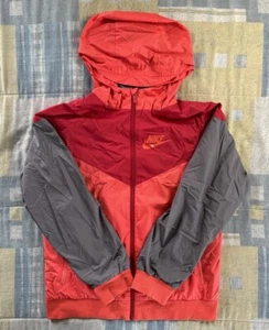 Nike Boys Youth L Red Multicolor Long Sleeve Fleece Windbreaker Full Zip Hoodie - Picture 1 of 17