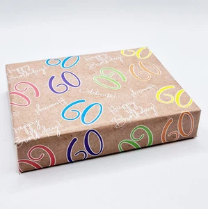 2 Sheets Hooray 60th Birthday Multi Colour Brown Unisex Wrapping Paper (PA-W363) - Picture 1 of 2