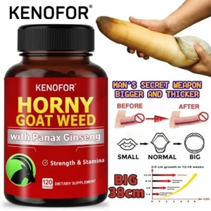 Horny Goat Weed Avec Racine De Maca Capsules Enhancer Sexuel Pour Hommes - Imagen 1 de 11