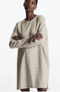 COS oversized gestreiftes Hemdblusenkleid, Gr. S, Farbe hellbraun - Bild 1 von 11