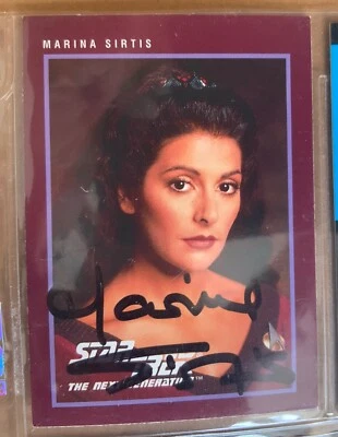 Marina Sirtis "Deanna Troi" 1991 STAR TREK TNG Signed Auto Skybox Card - Image 1 of 2