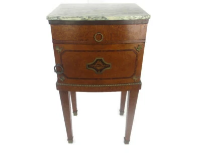 Mueble Mesa Auxiliar Mesita de Noche Estilo Reina Ana Madera Mármol Incrustación Mariposas  Foto 1 de 4