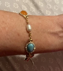 NWT Lauren Ralph Lauren Fresh Water Pearls & Stones Bracelet 7” M250 - Picture 1 of 8