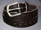 Celtic Belt Brown Hand Made Real Leather Snap on Buckle Made in England xl K7b