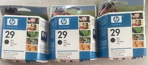 Lot Of 3 HP 29 (51629A) GENUINE BLACK INK CARTRIDGE EXPIRED 2008 NEW & SEALED - Picture 1 of 5