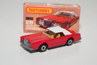 B11 1:64 3 INCH MATCHBOX LESNEY SUPERFAST 28 LINCOLN CONTINENTAL RED NUOVO CO... - Immagine 1 di 4