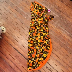 1960s Floral One Shoulder Dress - Picture 1 of 7