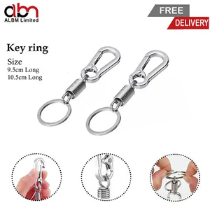 Karabiner Feder Schlüsselring Schlüsselanhänger Silber Stahl Schnalle Gürteltasche Clip Schlaufe Haken - Bild 1 von 18