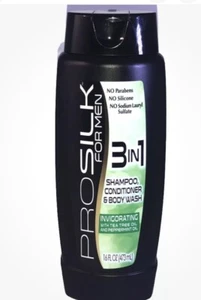 Champú/acondicionador/lavado corporal ProSilk para hombre 3/1 árbol de té y aceite de menta 16 oz - Imagen 1 de 5