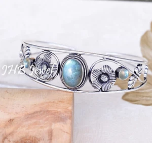 Labradorite Multi Gemstone 925 Sterling Silver Cuff Bangle Birthday Gift Jewelry - Picture 1 of 6