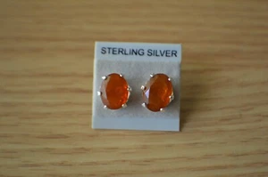 3.21ct Crimson Fire Opal Solitaire Sterling Silver Earrings 10x8mm Large - Picture 1 of 7
