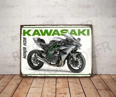 Plaque métal vintage Kawasaki ninja h2r Enseigne Garage Décoration moto Déco