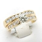 Vintage 14k yellow gold DIAMOND Wedding Set Ring 1.5 carat Round Engagement Ring