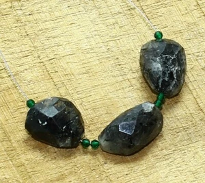 34.25cts Natural Rutile Quartz 3pcs Beads Loose Gemstone Size 14x11mm To 17x10mm - Picture 1 of 6