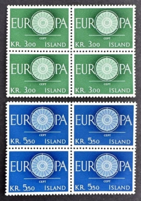 Islandia 1960 Sc# 327-328 Juego de 3 bloques como nuevos de 4 MNH OG Europa Foto 1 de 2