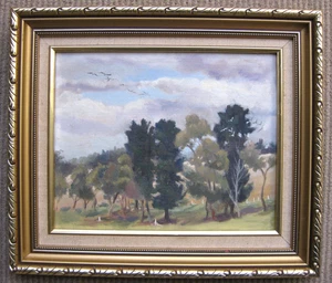 Vintage 1986 Framed Landscape Oil on Board Oil Painting by Jean Rowe - Picture 1 of 9