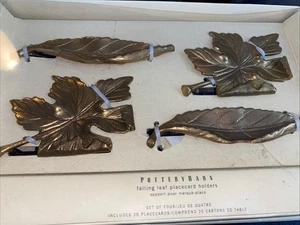 Juego de 4 tarjeteros Pottery Barn latón otoño hoja caída lugar nuevas 20 tarjetas - Imagen 1 de 2