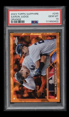 Aaron Judge 2023 Topps Sapphire Judgement Day Walk Off Orange # 15/25 PSA 10 - Image 1 of 4
