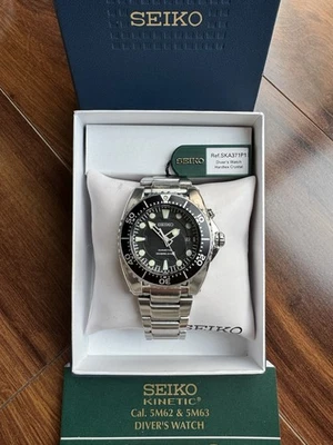Seiko Prospex Kinetic Men Black Power Reserve Diver Watch SKA371 5M62-0BL0 RARE! - Image 1 of 4