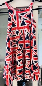 Girls Age 9-10 Union Jack 🇬🇧 British Flag Dress - Picture 1 of 7