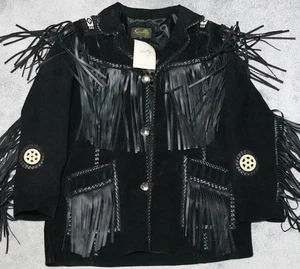 Scully Leather Suede Western Fringe Jacket Men's Size 44 Black Snap MSRP $399.95 - Picture 1 of 14
