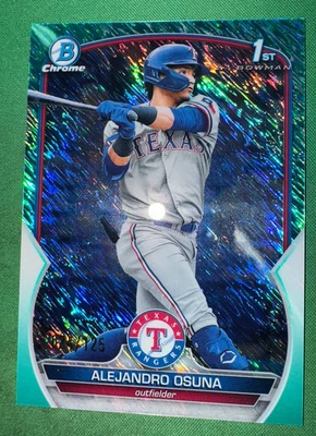 2023 Bowman ALEJANDRO OSUNA 1st Bowman Chrome Aqua Shimmer Refractor #/125 X035 - Image 1 of 2