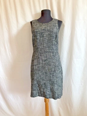 Vestido Vaina Theory Negro Blanco Tweed - Talla 6 Pequeño Minimalista Foto 1 de 4