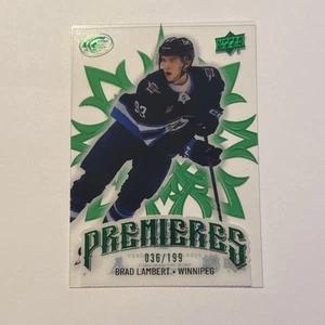 2024-25 UD Ice Premiers Emerald Green #/199 233 Brad Lambert – Winnipeg Jets - Picture 1 of 2