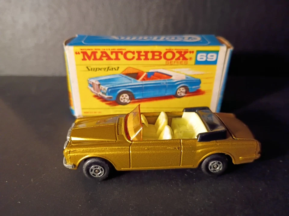 Matchbox SF Rolls Royce Silver Shadow Coupe Gold 1969  Rare Orig F2 Box - Image 1 of 4