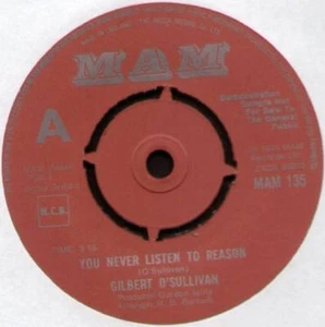 GILBERT O'SULLIVAN ~ YOU NEVER LISTEN TO REASON ~ 1975 UK "DEMO" VINYL 7" SINGLE - Picture 1 of 1