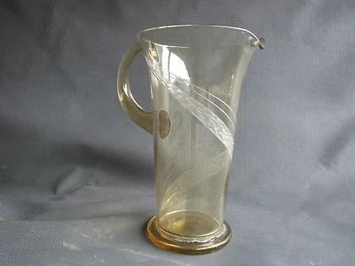 Ancien pichet pot à eau en verre soufflé années 1950 vintage french antique - Photo 1/4
