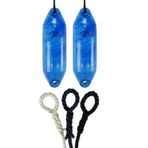 2 x HURRICANE Aurora Boat Fenders: Blue PM04 - FREE SPLICED END 10MM ROPE - Picture 1 of 2