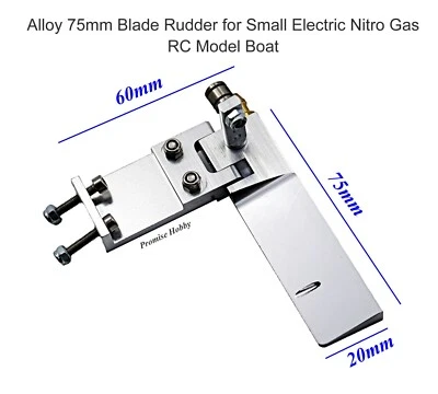 75mm Blade CNC Aluminum Rudder for Electric Nitro Gas Petrol RC Model Boat - Image 1 of 4
