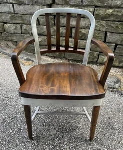 Vintage Shaw Walker Aluminum and Maple Office Armchair Lightly Restored - Picture 1 of 23