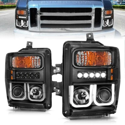 Faros proyectores Anzo barra en U negros para 08-10 Ford F-250 350 450 550 Superduty Foto 1 de 4