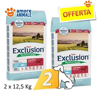 2 Säcke - Exclusion Hund Mediterranean Puppy & Junior Large Breed Fisch 12,5 KG - Bild 1 von 3