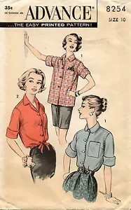 1950's VTG Advance Misses' Shirt-Blouse or Overblouse Pattern 8254 Size 10 - Picture 1 of 2