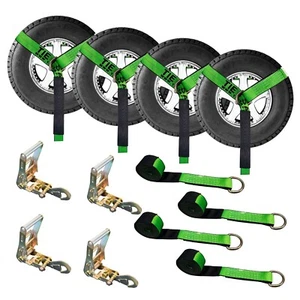 4 Set 2" x 10' Ratchet Wheel Lift Lasso Strap w/Snap Hook Tow Truck Flatbed - Picture 1 of 7