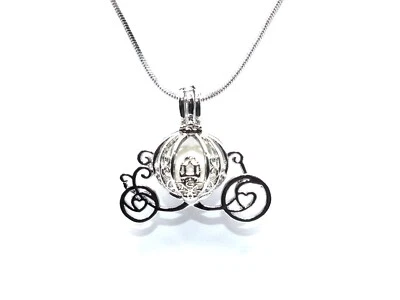 Cinderella Pearl Cage Pendant Necklace-Unique Pearl Charm Necklace, Gift For Her - Image 1 of 4