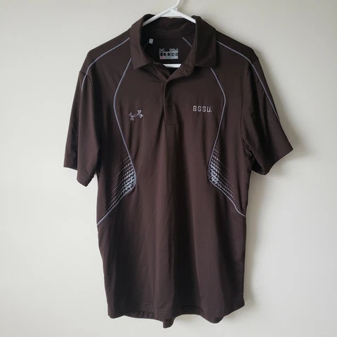Bowling Green State Falcons Polo Shirt Mens Small Brown Under Armour Heatgear Cover