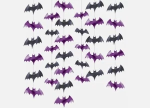 6 x Pipistrello Vampiro Festa Spaventoso Corda da Appendere Decorazioni Tema Halloween 2,13m - Foto 1 di 2