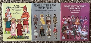 Lot of 3 Unused Paper Doll Books, Kate Greenaway, Betty Bonnet, and Lettie Lane - Picture 1 of 4