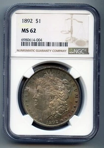 1892 Morgan Silber Dollar NGC MS 62 - Bild 1 von 4