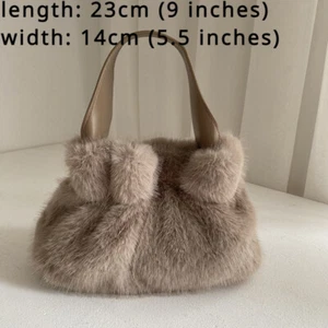Damen Plüsch Kunstfell Handtasche Flauschig Crossbody Schultertasche Riemchen Rüschen Winter - Bild 1 von 17