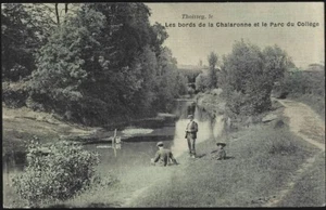 THOISSEY 01 Les Bords de la Chalaronne Le Parc du Collège CPA animée début 1900 - Imagen 1 de 2