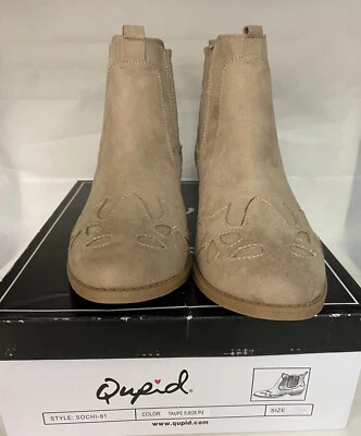 NIB Womens Qupid Taupe Suede Stitch Accented  Boots Size 9 - Image 1 of 4