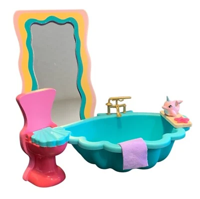 Muebles de baño para casa de muñecas Kidcraft Rainbow Dreamers Seashell, 8 piezas caja nueva Foto 1 de 4