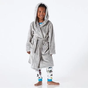 Bata de baño Pottery Barn Kids de felpa lisa gris gris 2T-3T - Imagen 1 de 5